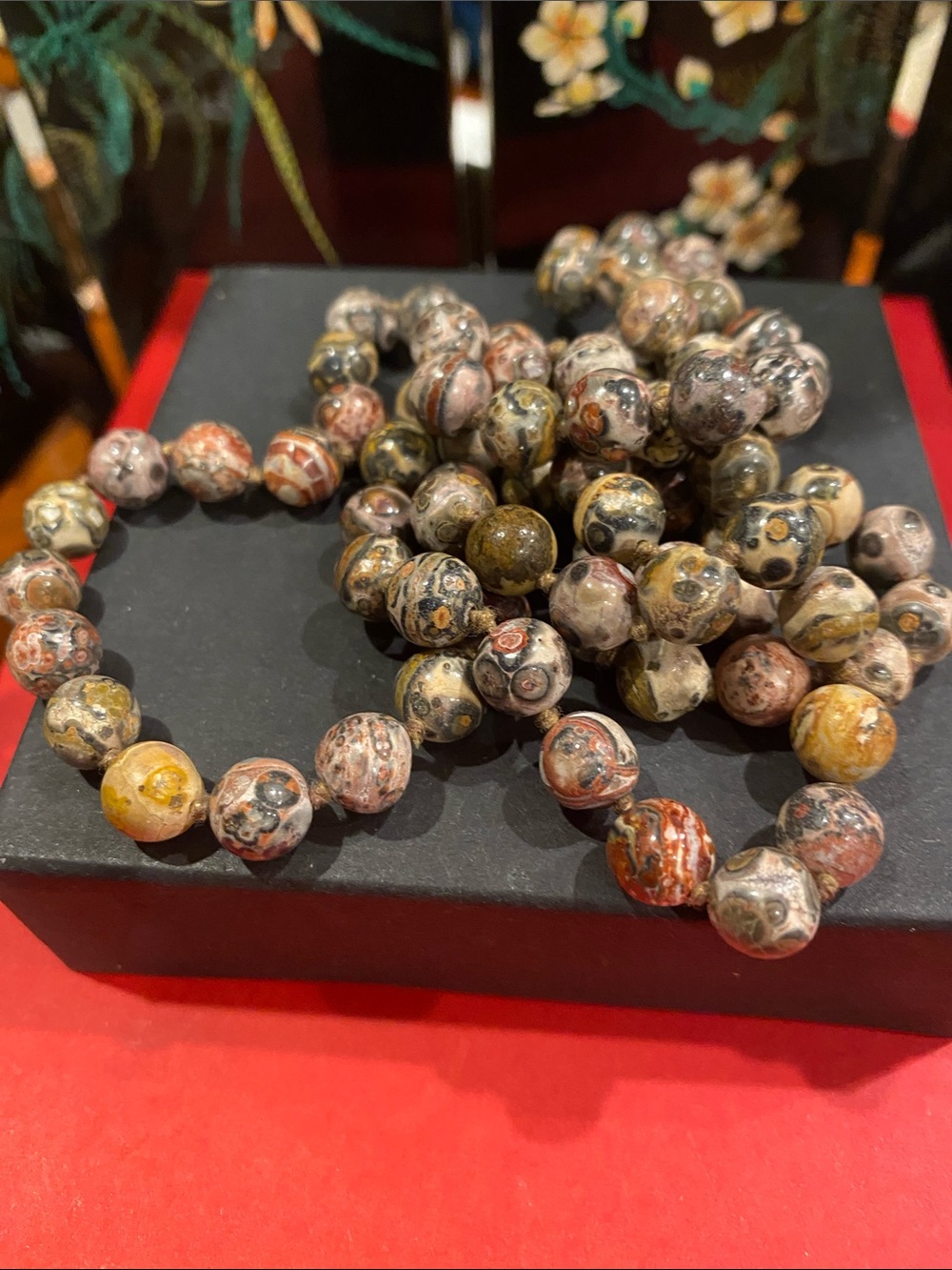 Natural Leopard Skin Jasper Beaded Necklace - Multi-Color